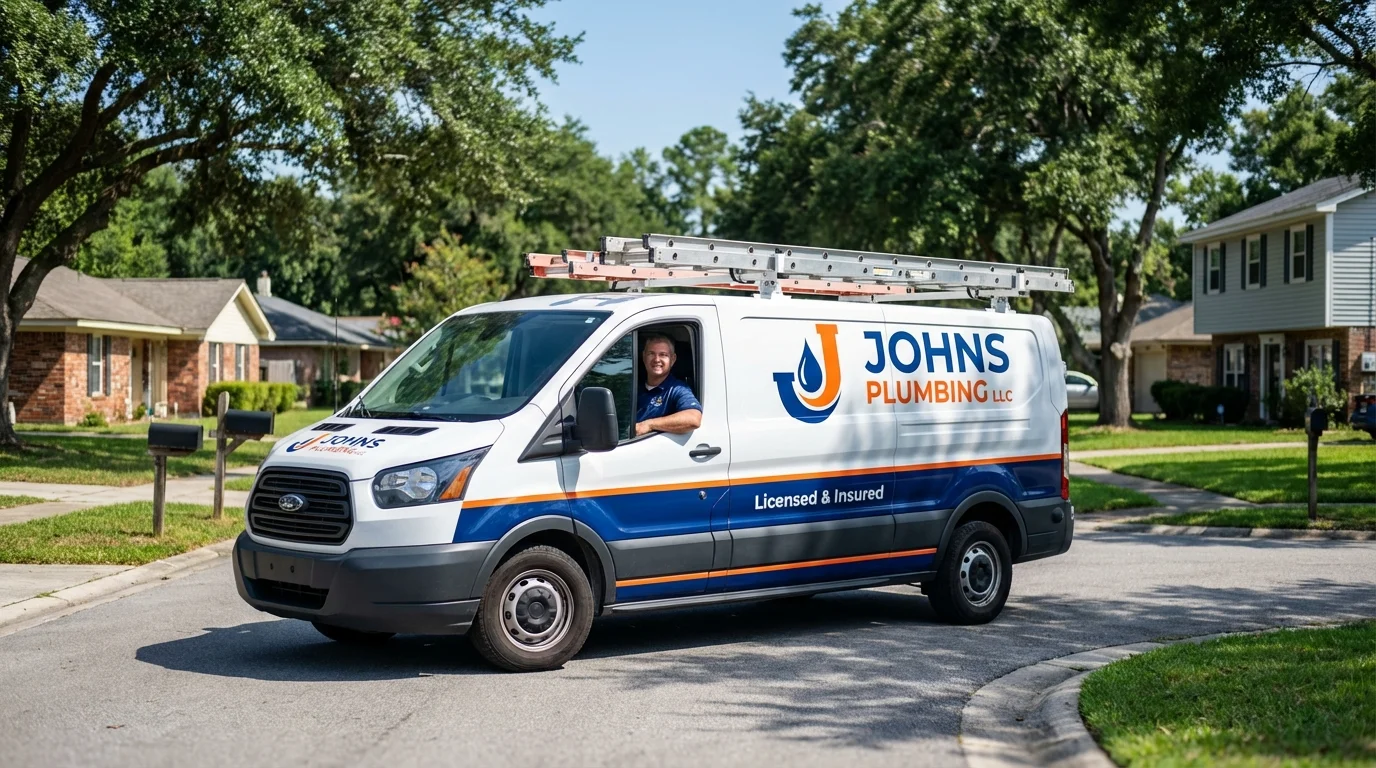 Johns Plumbing LLC service van in Pound Ridge, NY