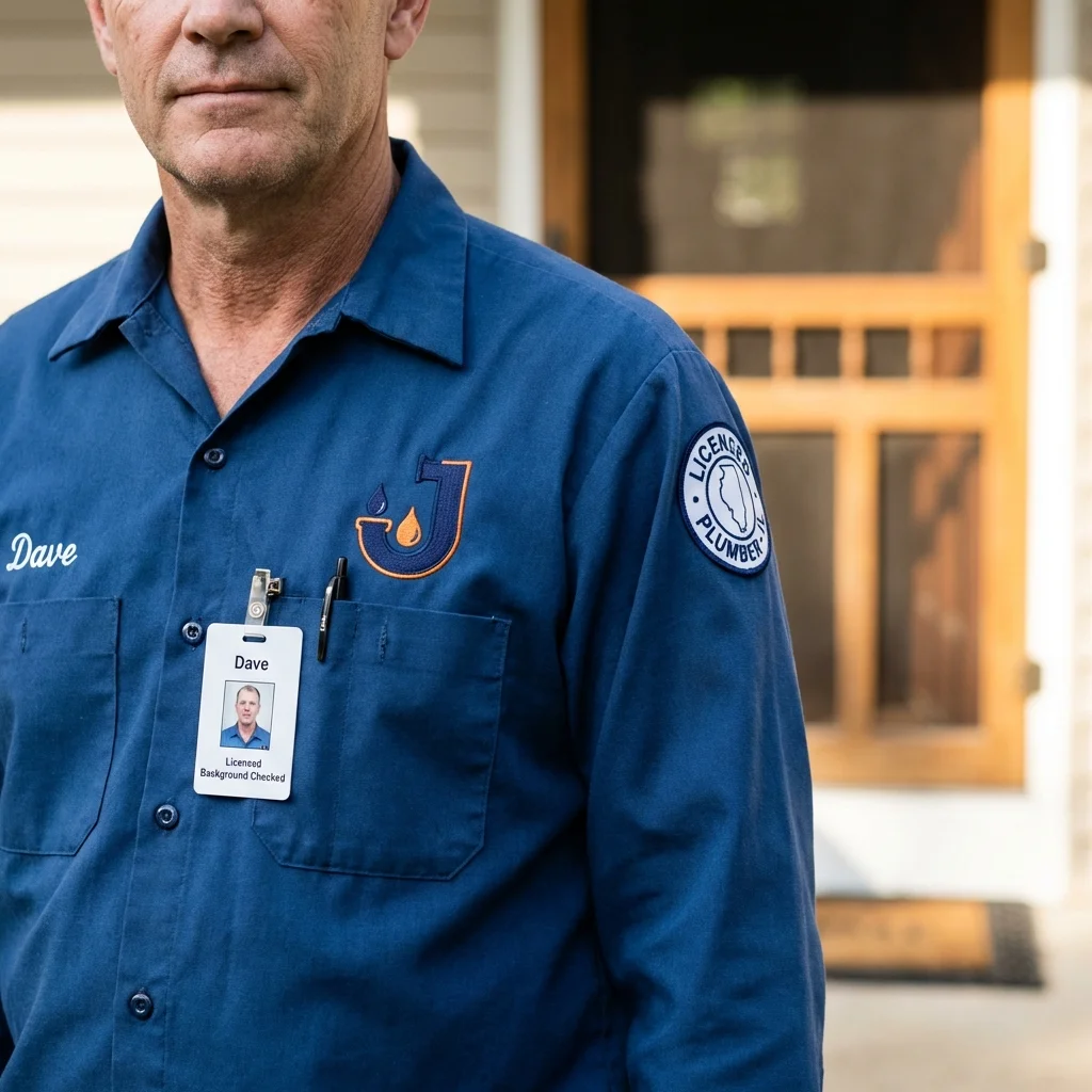 Licensed plumber showing ID badge in Pound Ridge, NY