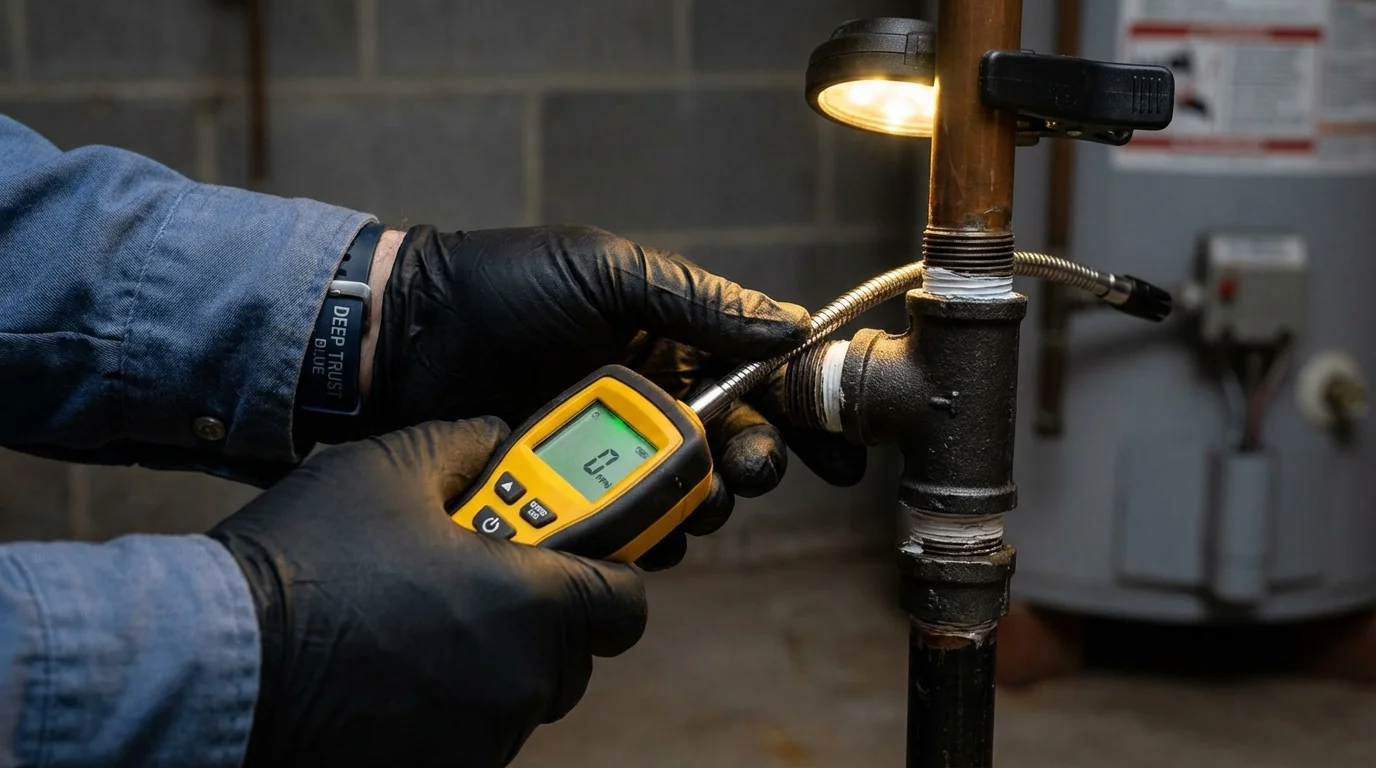 Gas leak detection with electronic sniffer by Johns Plumbing LLC in Pound Ridge