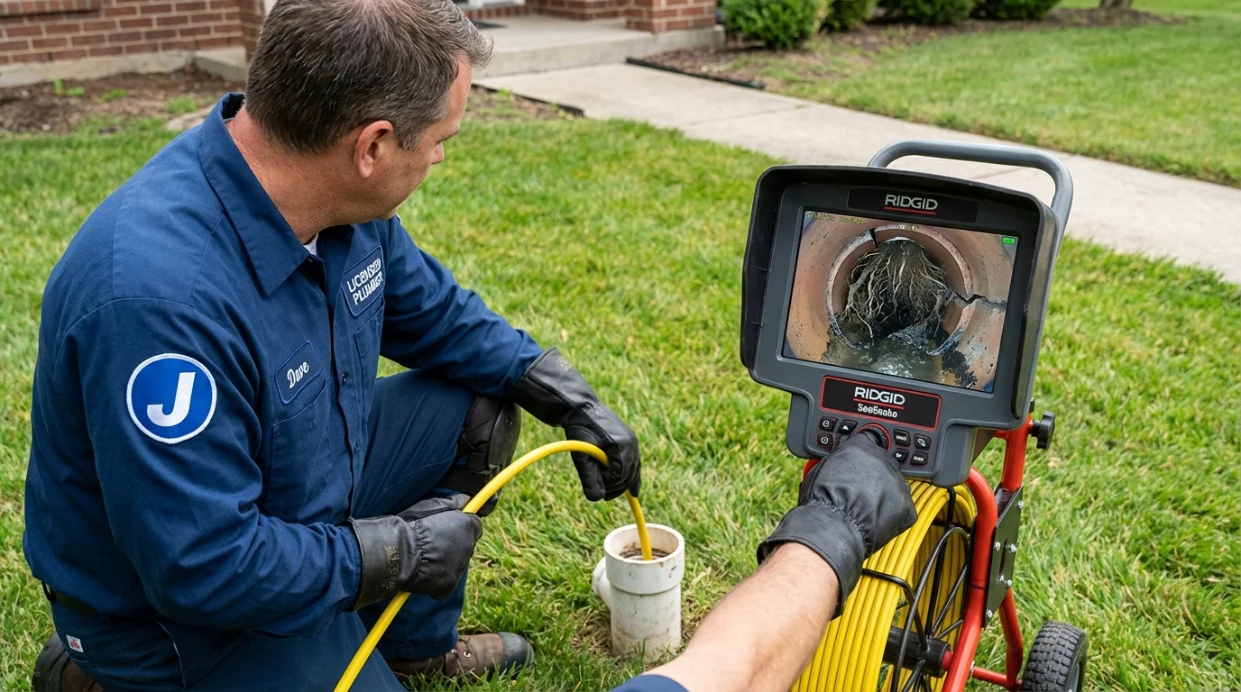 Sewer camera inspection being performed by Johns Plumbing LLC in Pound Ridge